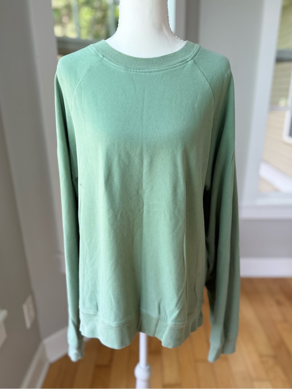 Pink Lily Relaxed Oversized Crewneck Sweatshirt in Mint or Sage Green Medium